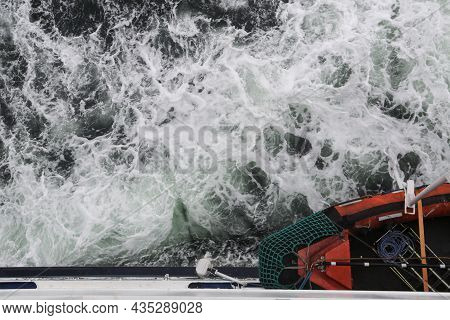 Big Water Splash Seen From Above A Boat
