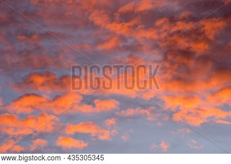 Sunset Red Sky With Clouds Horizontal Background