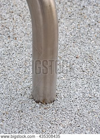 Chrome Steel Construction Of Outdoor Workout Playground, Sof Rubbery Ground. Safety First