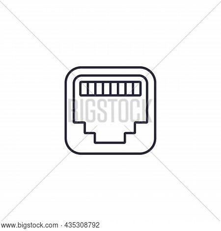 Ethernet Port Line Icon, Rj45 Network Socket