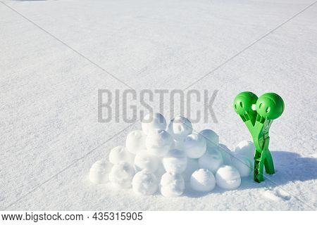 A Children Toy Is A Tool For Modeling Snowballs From Snow. Green