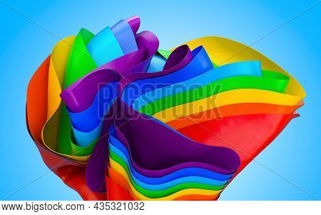 Abstract Rainbow Colored Background, Waves Wallpaper. 3d Rendering
