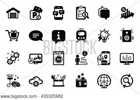 Vector Set Of Technology Icons Related To Cloud Computing, Electricity Bulb And Vacuum Cleaner Icons