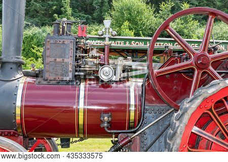 Honiton.devon.united Kingdom.july 2nd 2021.a Restored Burell Traction Engine Is On Display At The De