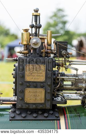 Honiton.devon.united Kingdom.july 2nd 2021.close Up Of The Whistle On A Restored Burrel  Traction En