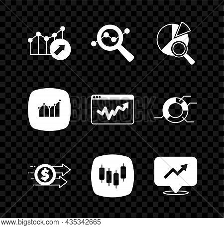 Set Financial Growth, Search Data Analysis, Dollar, Browser With Stocks Market, And Graph Chart Info