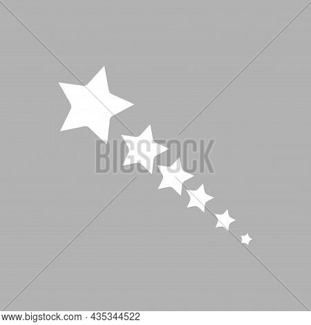 White Stars Icon Set. Color Background. Diagonal Arrangement. From More To Less. Vector Illustration