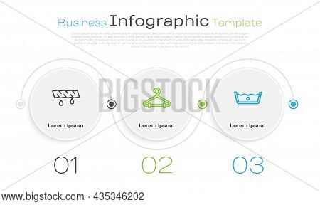 Set Line Squeeze Clothes, Hanger Wardrobe And Temperature Wash. Business Infographic Template. Vecto