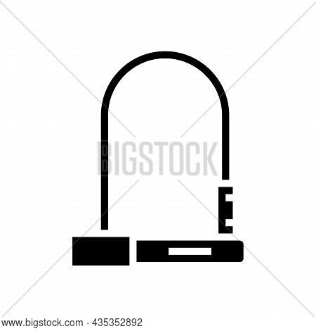 Lock For Safe Bike Glyph Icon Vector. Lock For Safe Bike Sign. Isolated Contour Symbol Black Illustr