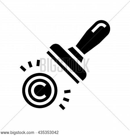 Copyright Symbol Stamp Glyph Icon Vector. Copyright Symbol Stamp Sign. Isolated Contour Symbol Black