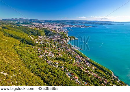 Aerial View Of Trieste Coastline From Monte Grisa View, Friuli Venezia Giulia Region Of Italy