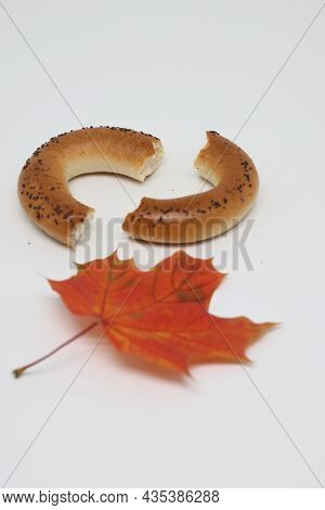 The Delicious Bagels With Poppy Seeds And Red Maple Leaf, Delicious Bagels, Healthy Food, National F