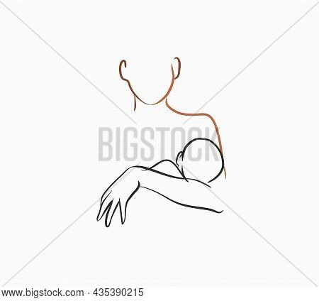 Hand Drawn Vector Abstract Stock Flat Graphic Contemporary Line Art, Aesthetic Fashion Illustration 