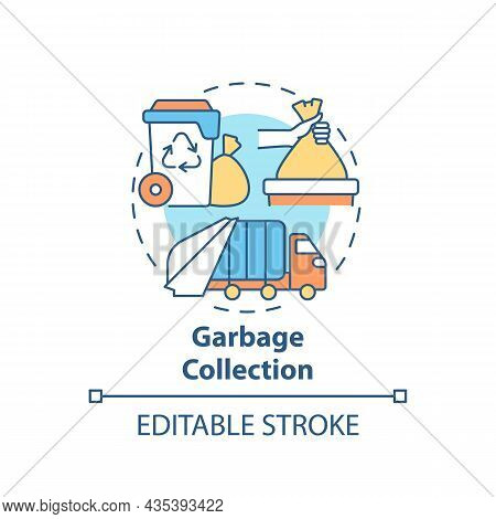Garbage Collection Concept Icon. Waste Management Process Abstract Idea Thin Line Illustration. Tras