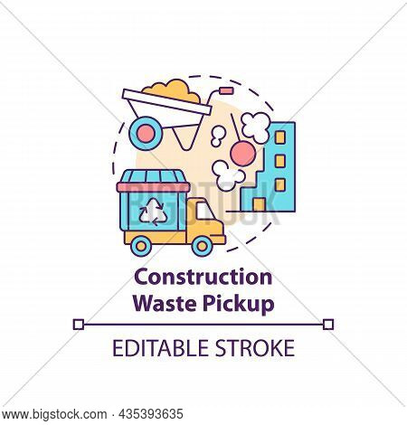 Construction Waste Pickup Concept Icon. Waste Management Abstract Idea Thin Line Illustration. Demol