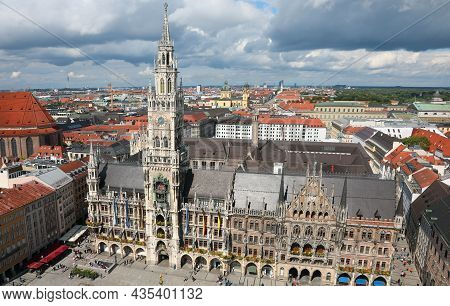Aerial View Of Marienplatz The Main Square And The Rathus Palace In Munich Germany Europe