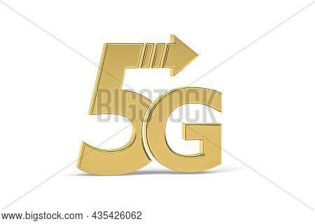 Golden 3d 5g Icon Isolated On White Background - 3d Render