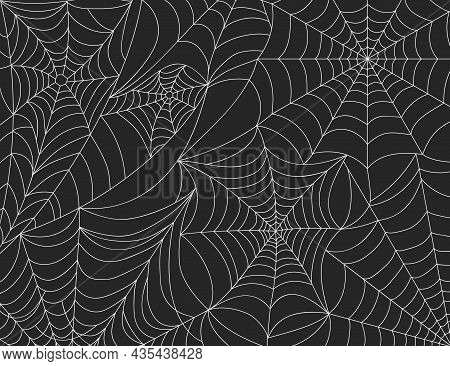 Halloween Spider Web Background, Scary Cobweb Decoration Elements. Spooky Spider Webs Silhouette, Ho