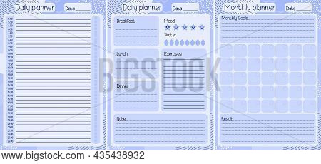 Monthly And Daily Scheduling, Meals, Hourly Schedule, Notes, Goals And Results