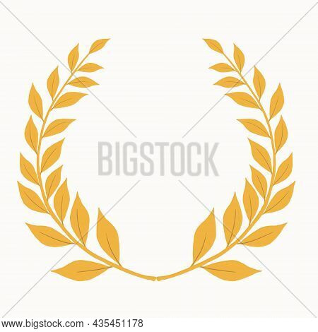 Laurel Branch As A Symbol Of Glory And Victory Vector Illustration With Gold Color In Hand Drawn Sty