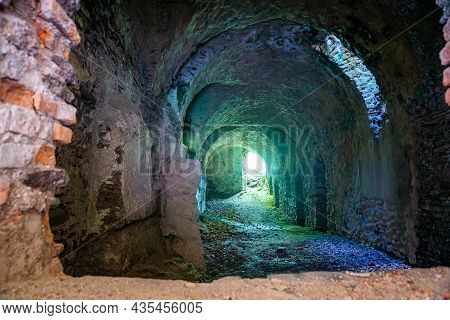 Swiny, Poland - August 08, 2021. Ruin Of Swiny Castle In Poland In Summer