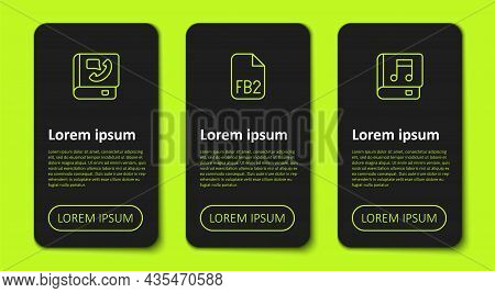Set Line Phone Book, Fb2 File And Audio. Business Infographic Template. Vector