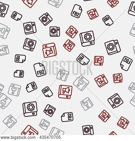 Set Line Fb2 File, User Manual, Chemistry Book And Book On Seamless Pattern. Vector