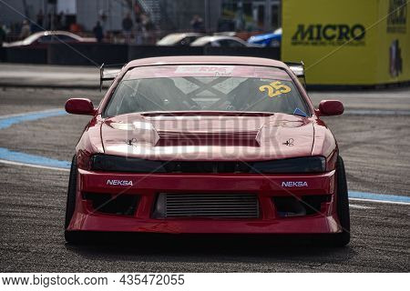 Vladivostok, Russia - October 02: Nissan 240sx Racing Car In A Parking Lot Ahead Of A Drift Competit