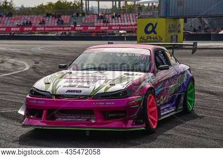 Vladivostok, Russia - October 02: Nissan Silvia Racing Car In A Parking Lot Ahead Of A Drift Competi