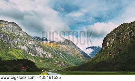 Stardalen, Skei I Jolster, Jostedalsbreen National Park, Norway. Beautiful Sky After Rain With Rainb