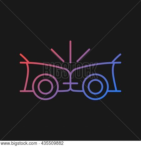 Head-on Collision Gradient Vector Icon For Dark Theme. Frontal Crash. Two Vehicles Collide Into One 
