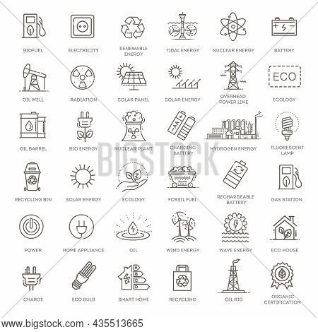 Renewable And Non-renewable Resources. Vector Flat Collection