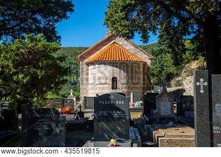 Podostrog, Budva - September 23, 2021: Church Of St. John The Theologian And Cemetery Near, Podostro