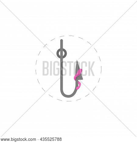 Fish Hook Flat Icon. Fish Hook Clipart On White Background.