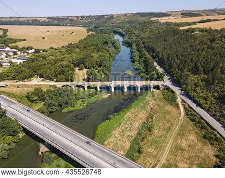 Aerial View Of Nineteenth-century Bridge Over The Yantra River, Known As The Kolyu Ficheto Bridge In