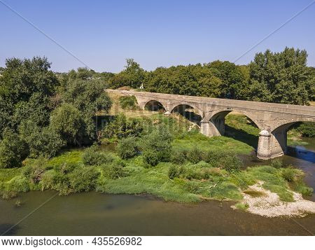Aerial View Of Nineteenth-century Bridge Over The Yantra River, Known As The Kolyu Ficheto Bridge In