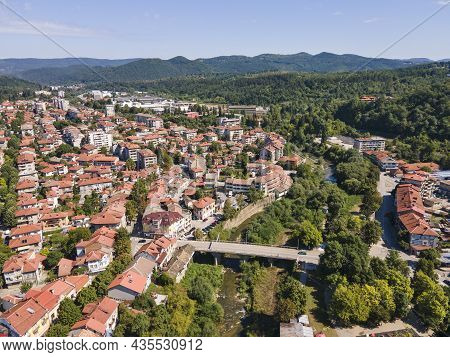 Amazing Aerial View Of Center Of Town Of Troyan, Lovech Region, Bulgaria