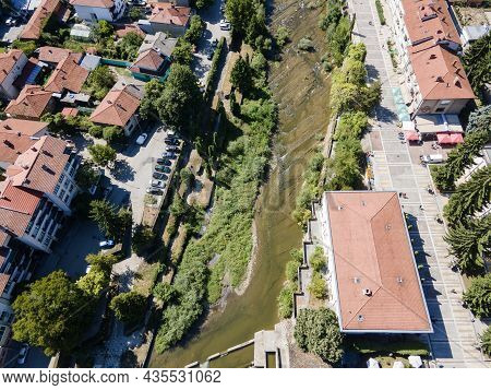 Amazing Aerial View Of Center Of Town Of Troyan, Lovech Region, Bulgaria