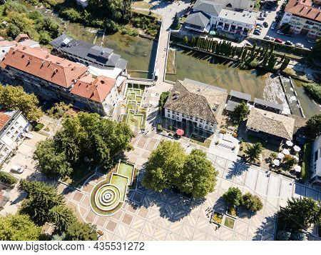 Amazing Aerial View Of Center Of Town Of Troyan, Lovech Region, Bulgaria