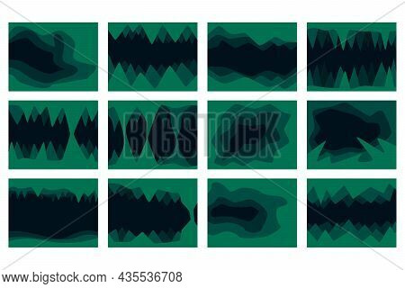 A Set Of Drawings Of A Cave With Stalactites And Stalagmites. Vector Illustration.