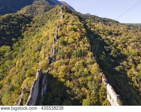 Aerial View Of Rock Formations Ritlite At Iskar River Gorge, Balkan Mountains, Bulgaria
