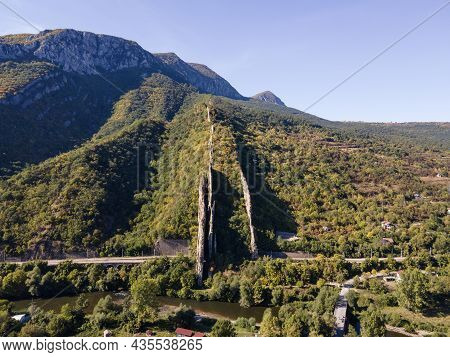 Aerial View Of Rock Formations Ritlite At Iskar River Gorge, Balkan Mountains, Bulgaria