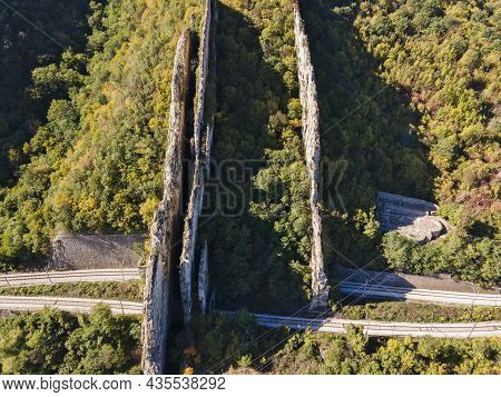 Aerial View Of Rock Formations Ritlite At Iskar River Gorge, Balkan Mountains, Bulgaria