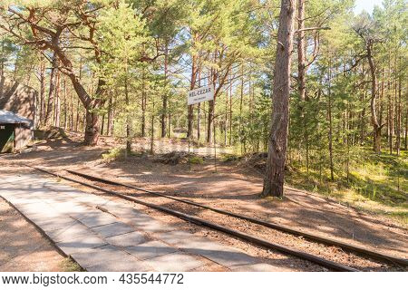 Hel, Poland - July 20, 2021: Hel-cezar South Railway Station Of Narrow-gauge Railway In The Forest O