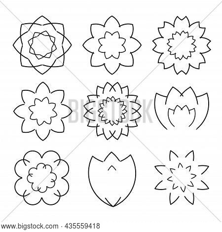 Icons Set Of Flower Symbols Pictograms Vector