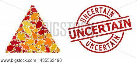 Praying Person Warning Collage Icon Constructed For Fall Season, And Uncertain Unclean Stamp Seal. V