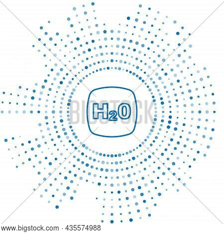 Blue Line Chemical Formula For Water Drops H2o Shaped Icon Isolated On White Background. Abstract Ci