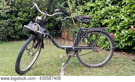 Bordeaux , Aquitaine  France - 09 20 2021 : Solex Brand Moped Black Vintage French Velosolex Ancient