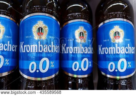 Volzhsky, Russia-september 21, 2021: Non Alcoholic Beer From The Company Krombacher German Pilsner. 