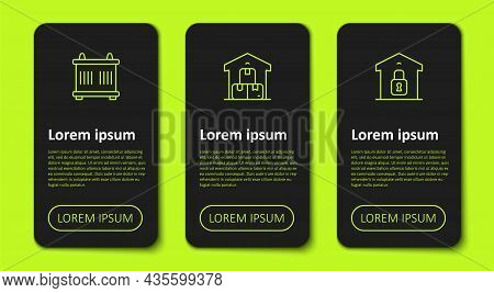Set Line Container, Full Warehouse And Closed. Business Infographic Template. Vector